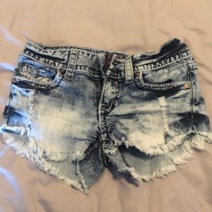 Frayed Hydraulic Jean Shorts